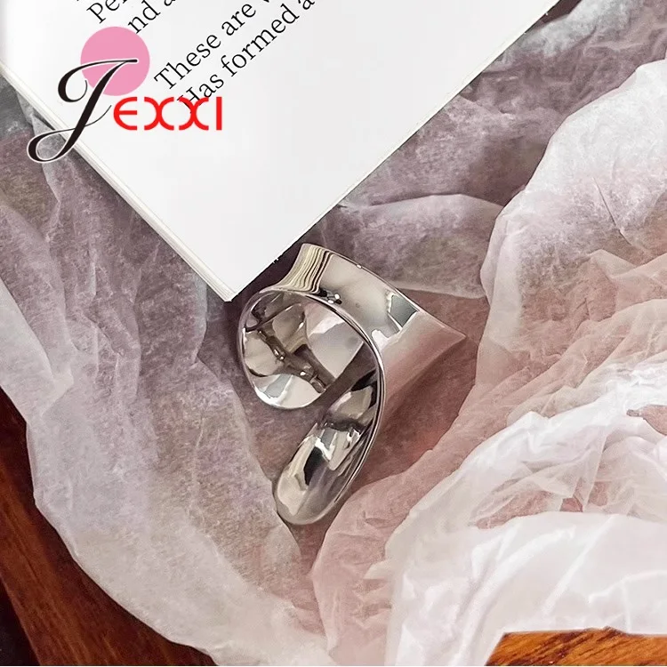Genuine 925 Sterling Silver Rings for Women Wedding Band Bride Fine Jewelry Opening Promise Ring Free Size Jewelry Accessory
