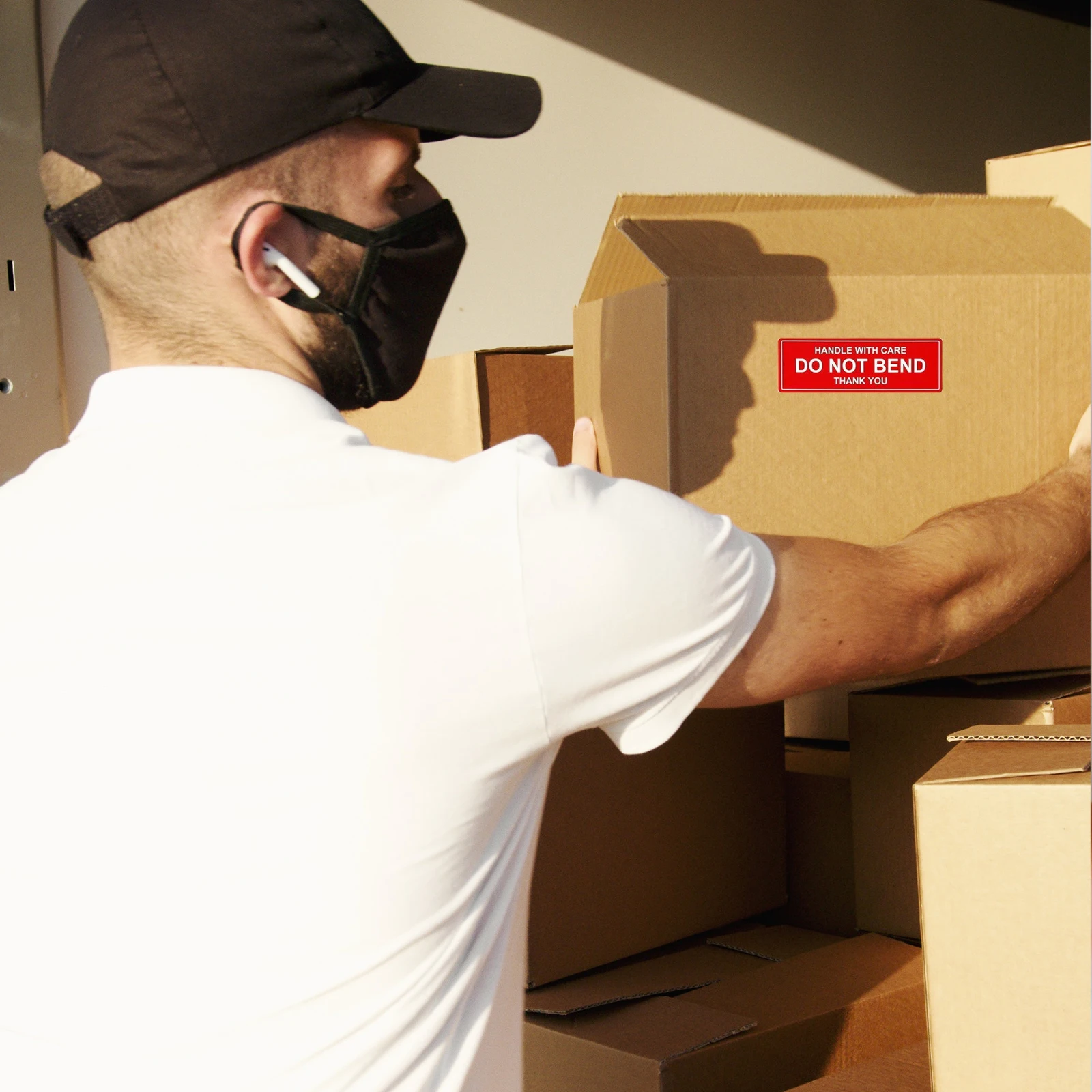 150pcs Handle With Care Warning Stickers Fragile Label Do Not Bend Adhesive Shipping Labels Bright Red Background Easy Peel