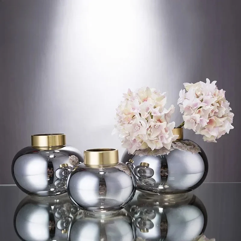 Creative Transparent Elliptic Glass Vase Desk Decoration Flower Arrangement Flower Pots Modern Floral Vases Room Aesthetic Decor