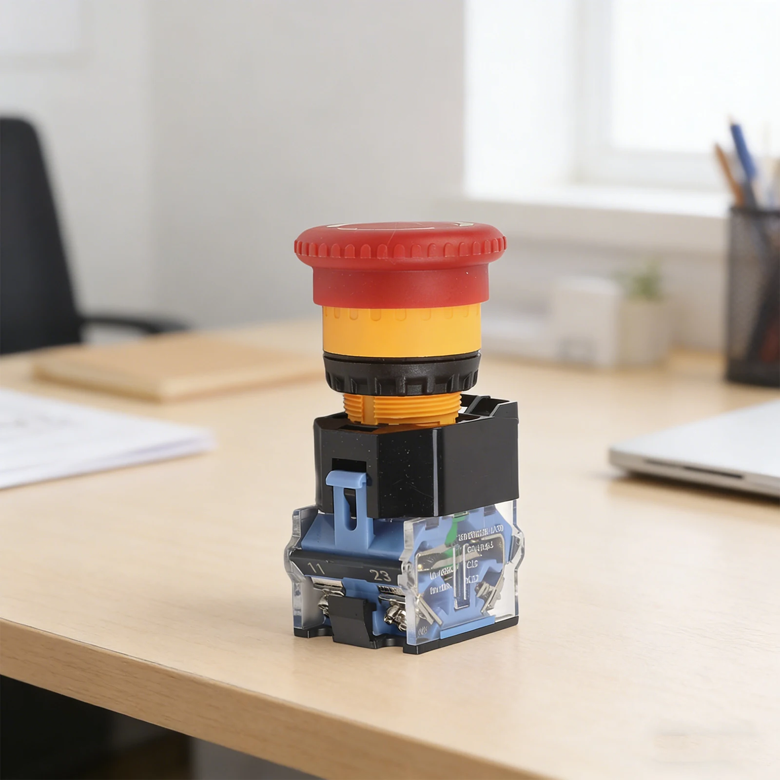 22mm No Red Mushroom Stop Push Button Switch with DPST for contact 1NO 1NC Latching Mechanism 660V 10A for Industrial
