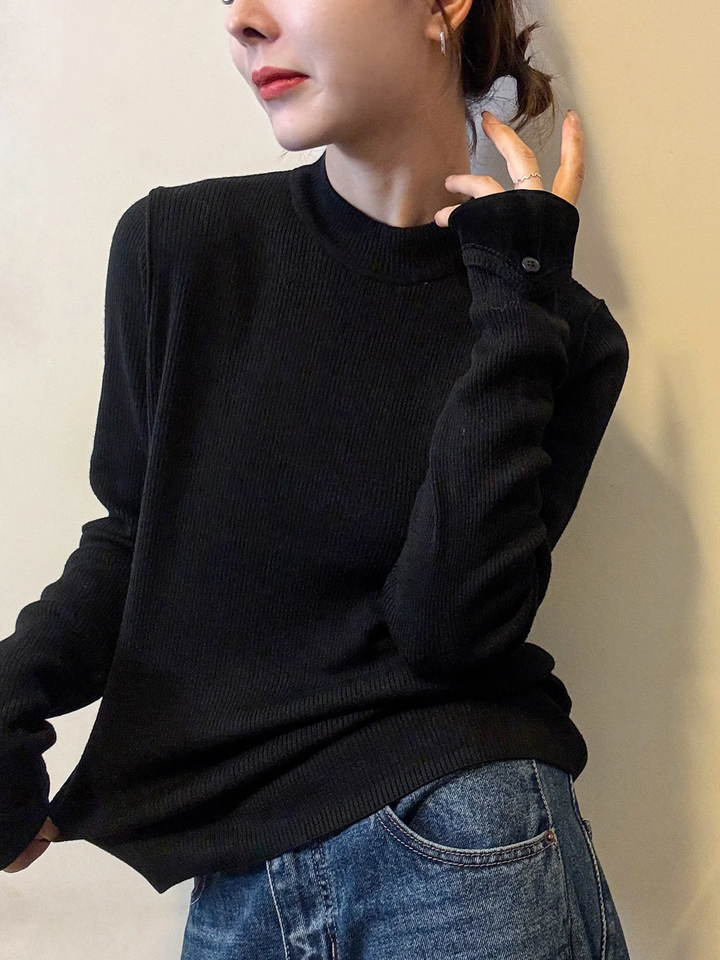 Felpa con cappuccio a maniche lunghe delicata sulla pelle Top lavorato a maglia casual da donna Color Blo Design Pendolarismo Sle Vestibilità regolare Autunno Inverno