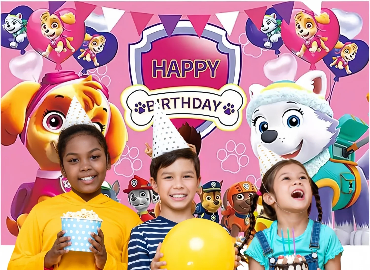 Paw Patrol Birthday Backdrop Decoration Party Photography Background Puppy Wall Photo Studio Banner Dog Poster Photo Studio