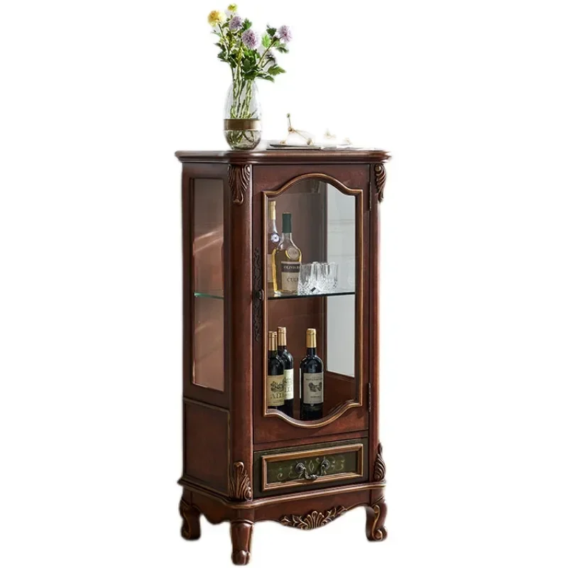 

~Wine Cabinet Glass Curio American Country Small Wine Cabinet Living Room Storage Side TV Height Low Cabinet