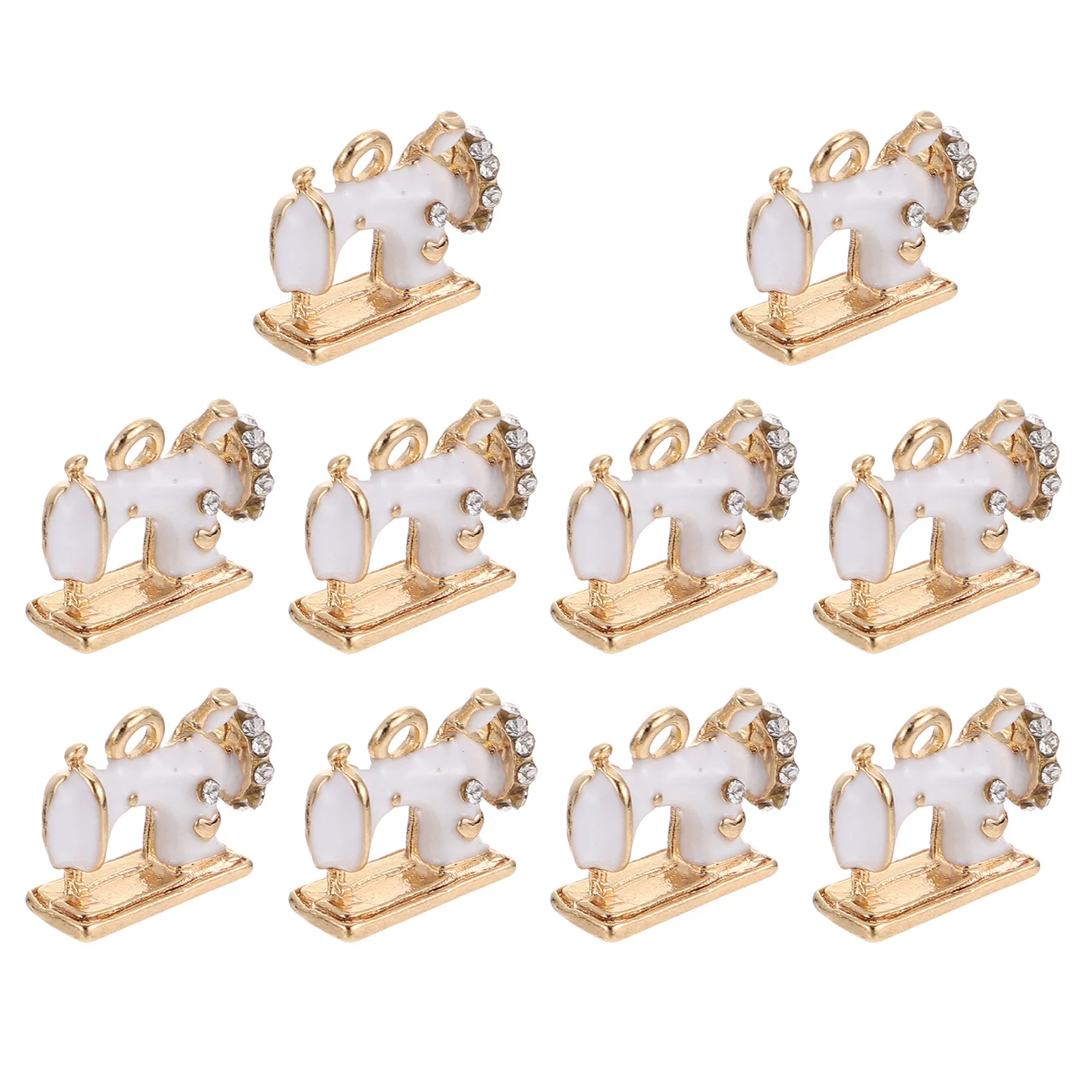 จี้รูปจักรเย็บผ้า 10 ชิ้น ทำจากโลหะผสม สไตล์วินเทจ สำหรับทำเครื่องประดับ DIY สร้อยคอ สร้อยข้อมือ พวงกุญแจ ของตกแต่ง พวงกุญแจจี้
