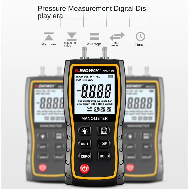 SNDWAY Differential Pressure Gauge Handheld Digital Differential Pressure Gauge Micro Positive Negative Pressure Detection