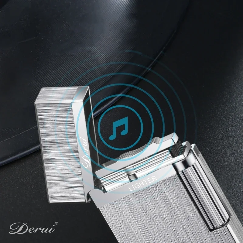 DERUI-Metal Langsheng Sound Gas Lighter, Side Grinding Wheel Ignition, High-end Cigarette Accessories, Gift with Box for Men