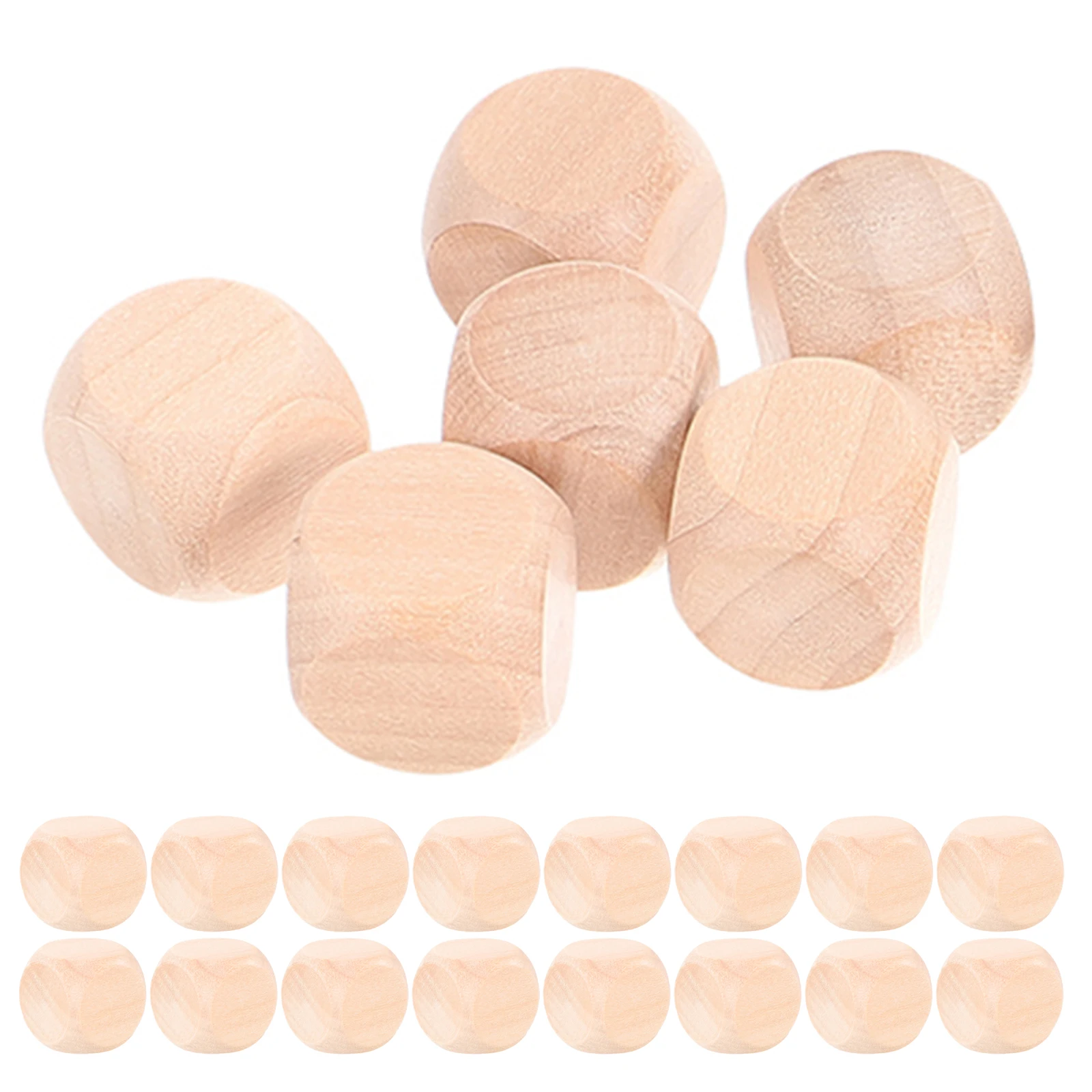 

50Pcs Wooden Blank Six Sided Smooth Edges Unfinished Wood Blocks for DIY Craft Graffiti Board Games Party Supplies
