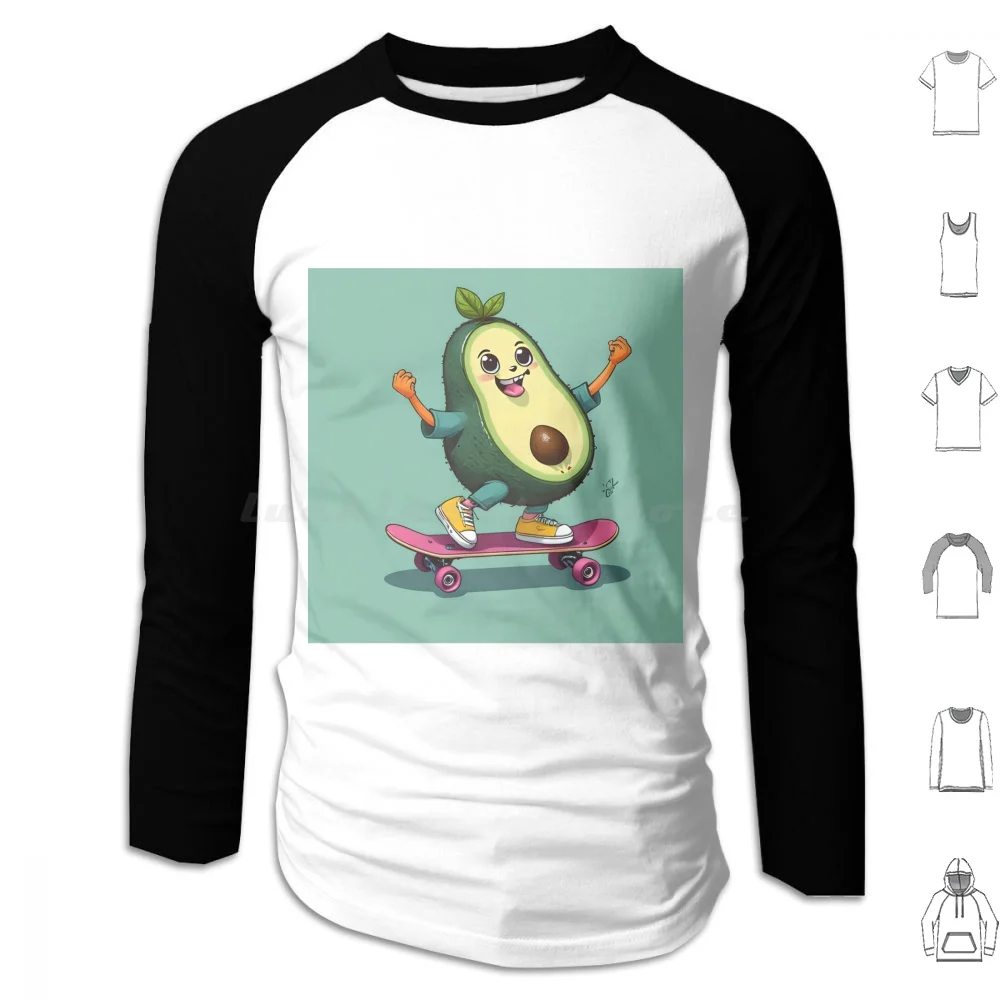 Cute Avocado Skateboard Hoodie cotton Long Sleeve