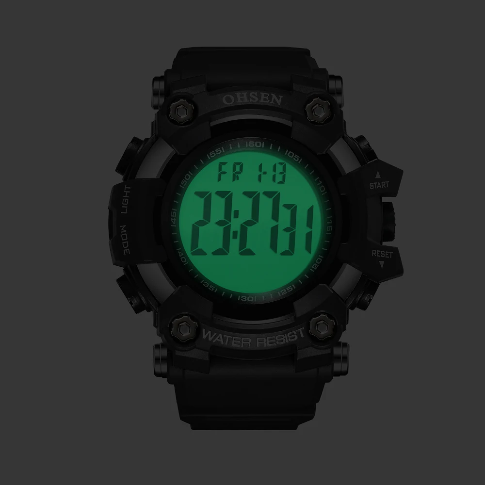 Digital Watches for Men Black 50M Diving Tactical Wristwatch Big Dial Waterproof Electronic Led Military Clocks Alarm Stopwatch