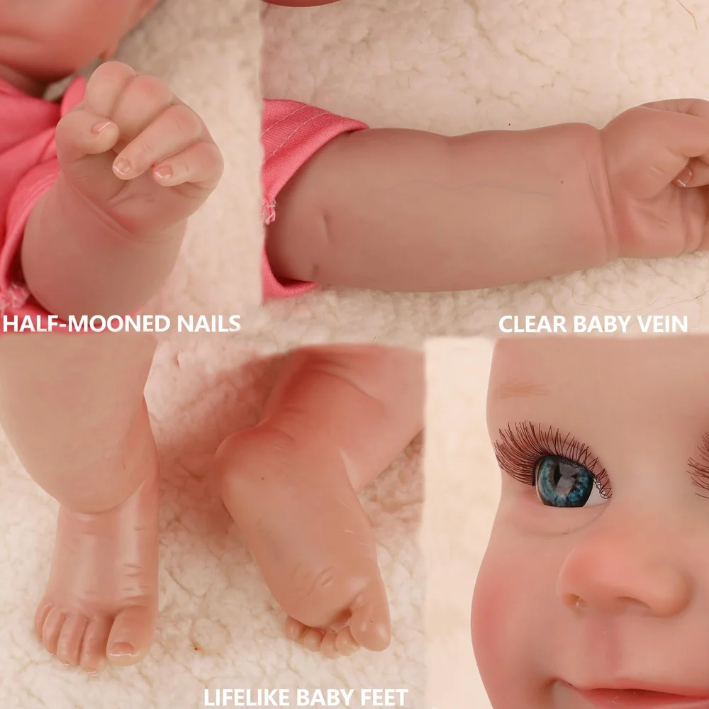 20 بوصة عالية الجودة لينة الفينيل تولد من جديد دمية W-18-2 الملابس الوردية الوردية الفينيل محاكاة الطفل ثلاثية الأبعاد رسمت الجلد رفيق دمية