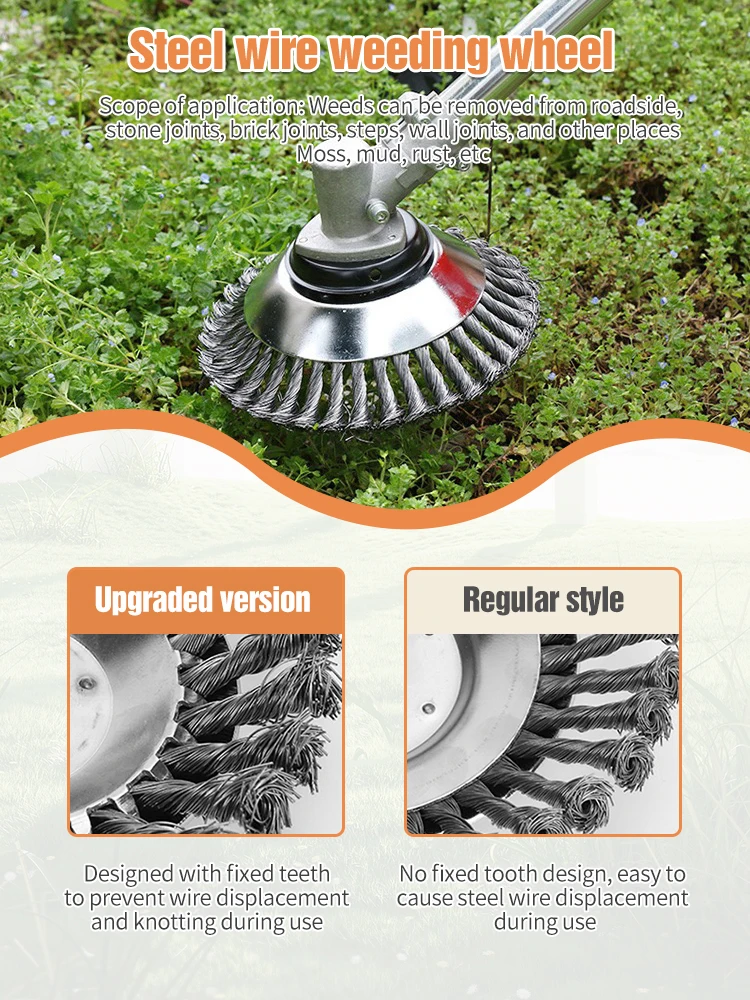 Unbreakable Wired Trimmer Blade 6/8/10 Inch Weed Brush Cutter Head Garden Lawn Mower Grass Steel Wire Wheel Brush Trimmer Head