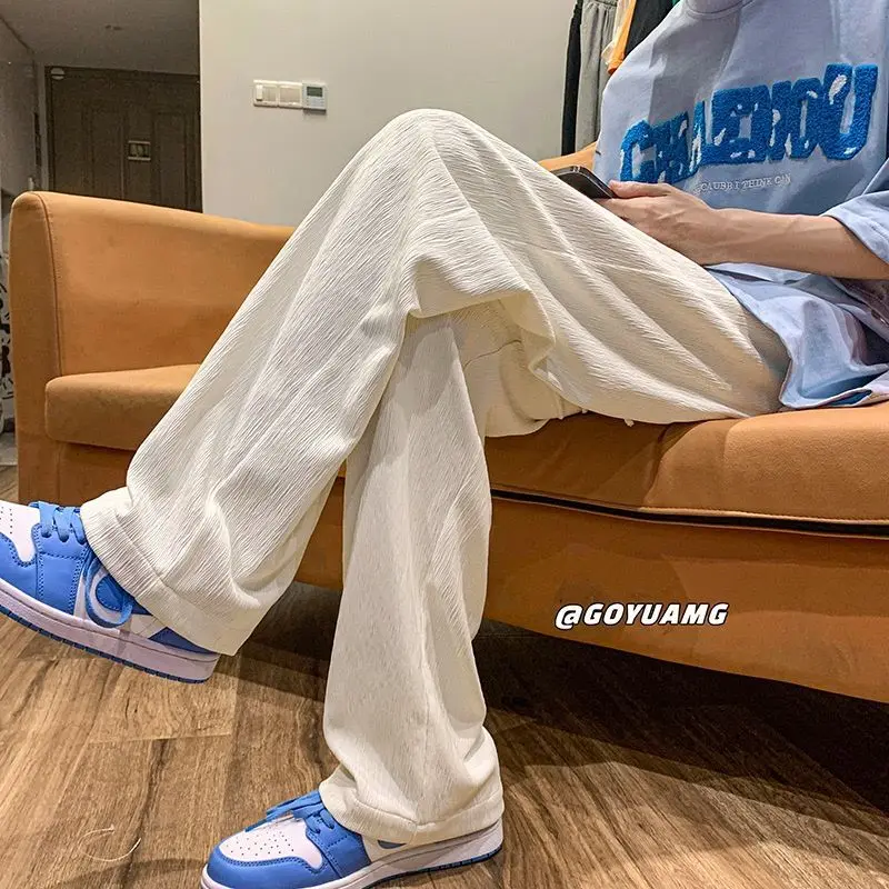 Men's Summer Straight Loose American High Street Ins Trendy Ice Silk Draped Wide-leg Casual Trousers