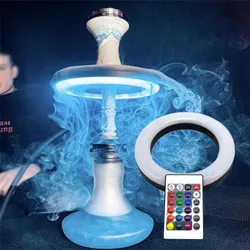 Juse' S Hookah anillo de luz LED recargable RGB, lámpara colorida de Shisha, rejilla, agujero redondo, hebilla, club nocturno, accesorios para fumar