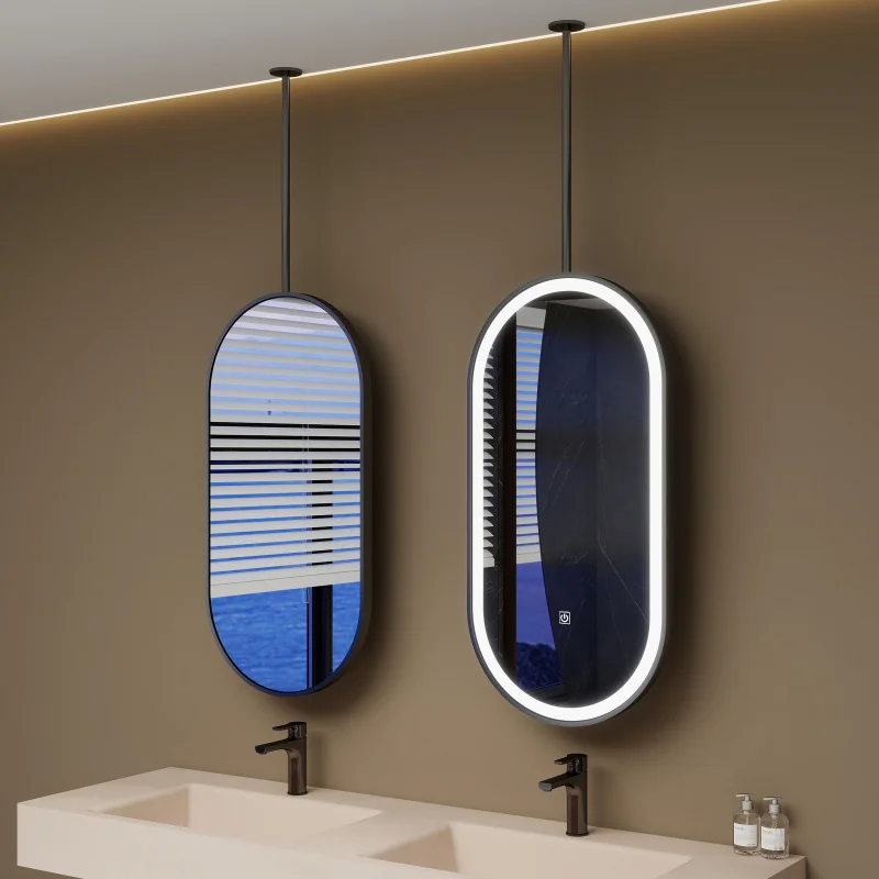 custom.Oval LED Illuminated Double-Sided bath mirror Home Hotel Barber Shop or Homestay Toilets Iron Other
