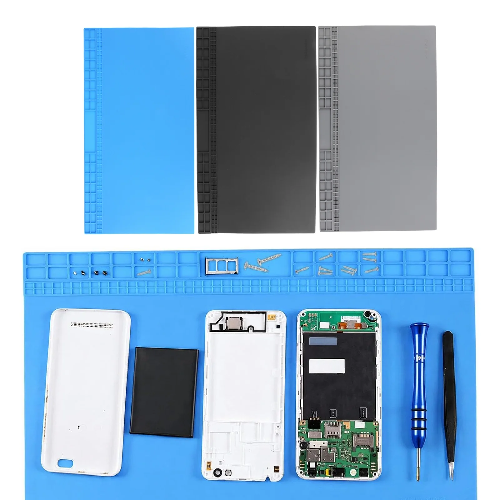 Silicone Soldering Repairing Mat Anti Static Pad 700* 400mm Laptop Mobile Phone Gadget Disassembly with Slots Scale Heat Barrier