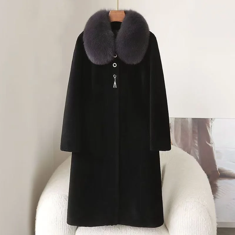 

Mink Fur Coat Women's Mid-Length Collar Leather And Fur Inteated Warmth Daily Wear Middle-Aged And ly Mothers' Out...