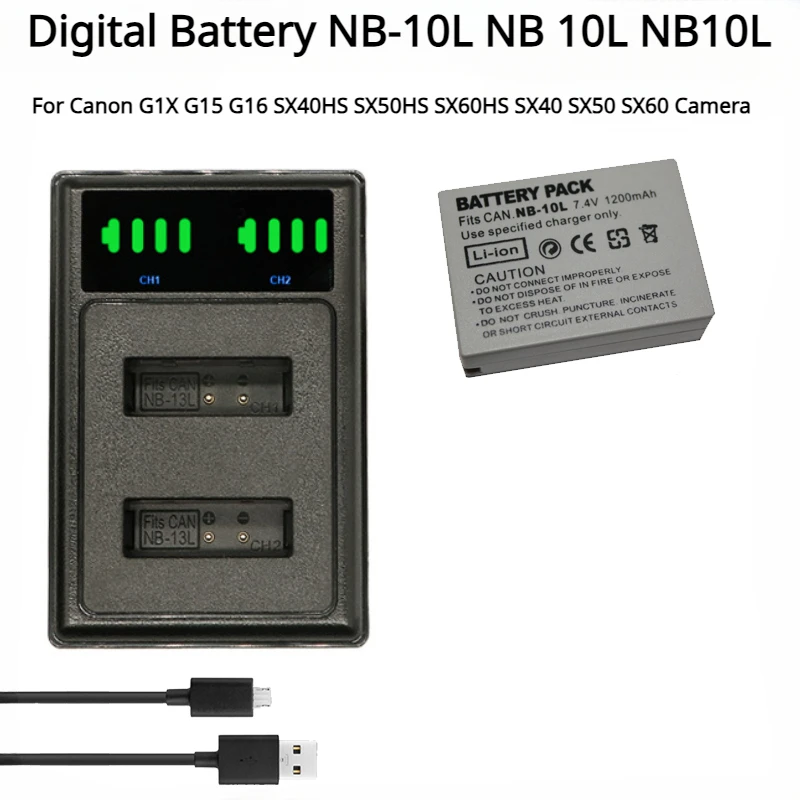 

Digital Battery NB-10L NB 10L NB10L for Canon G1X G15 G16 SX40HS SX50HS SX60HS SX40 SX50 SX60 Camera