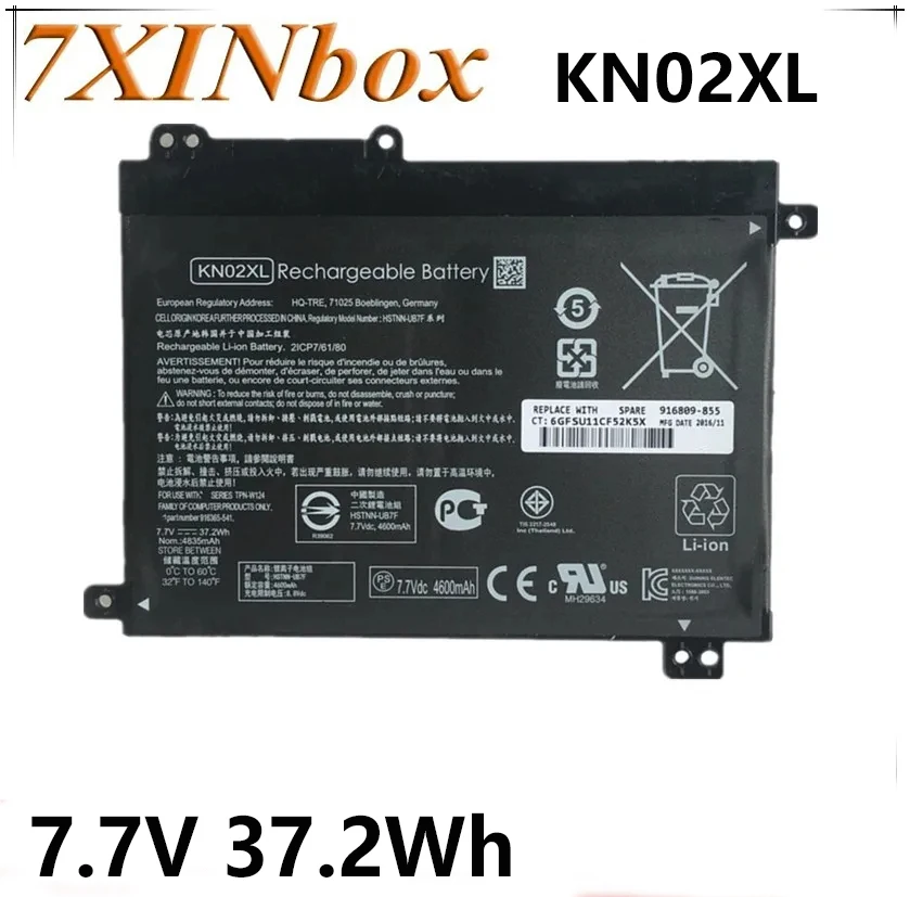 

7XINbox 7.7V 37.2Wh Original KN02XL Laptop Battery For HP HSTNN-LB7R HSTNN-UB7F 916809-855 916365-541 TPN-W124 916809-855