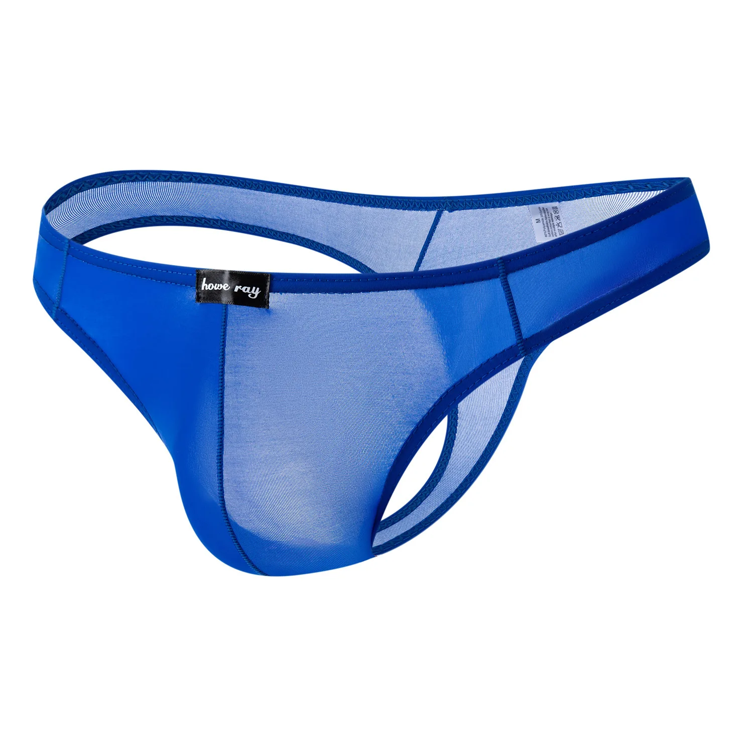 Men's Sheer Mesh Briefs Gays Sexy Low-Rise T-Back Underwear Ice Silk Cheeky Bulge Pouch Design Erotic Lingerie Transparent Tanga