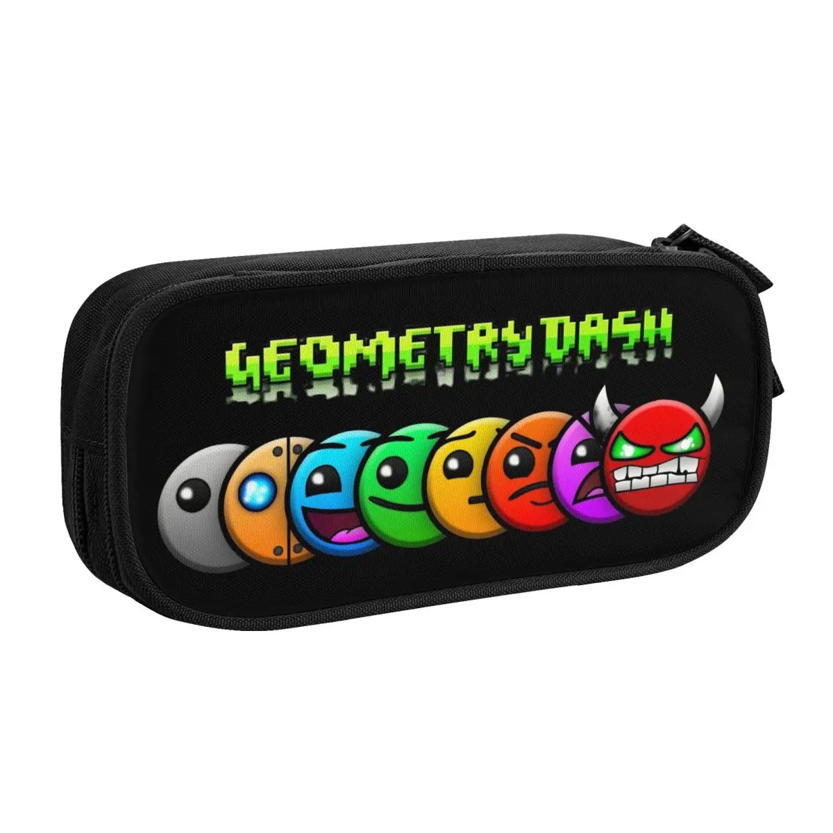 Custom Cute Cartoon Geometry Dash Video Game Pencil Case for Girls Boys Big Capacity Pencil Bag School Accessories