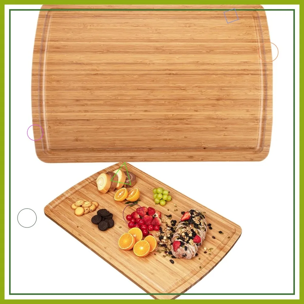 

30" Extra Large Bamboo Cutting Board with Juice Groove, Reversible Butcher Block for Kitchen Meat Veggies