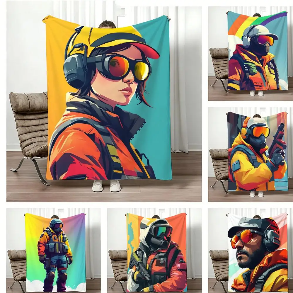 Cartoon Figure R-RainbowS SixS Throw Lightweight 240g Flannel Blanket Soft Skin-friendly for Summer Cooling