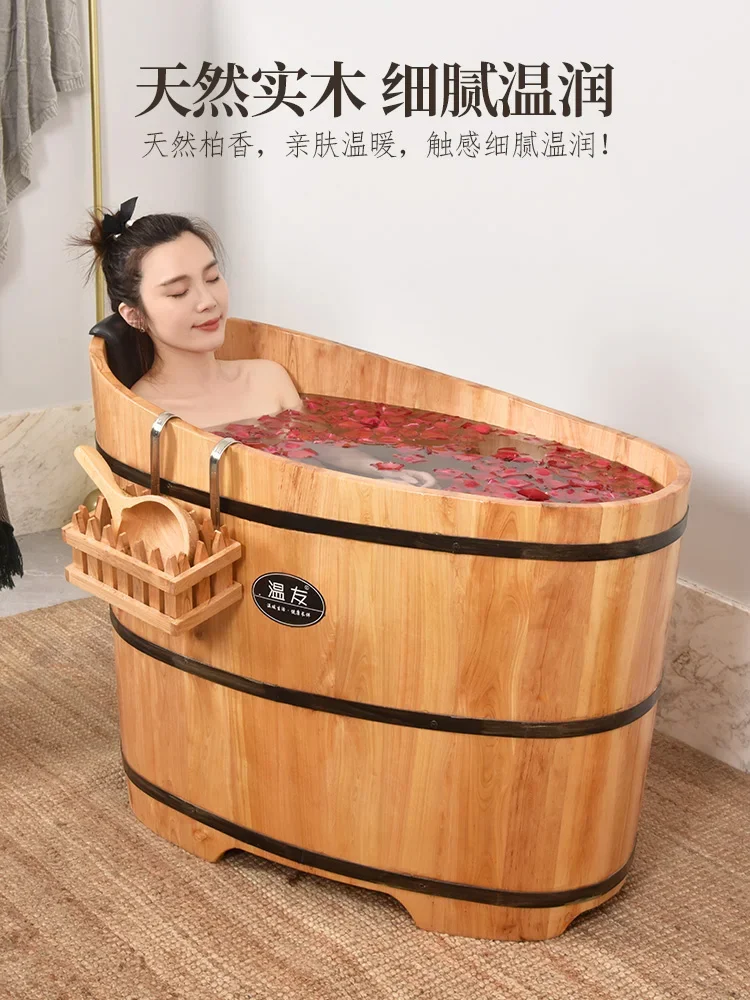 ZC Cedar Bath Barrel Household Bathtub Bath Steaming Bucket Adult and Children Wooden Barrel Bathtub