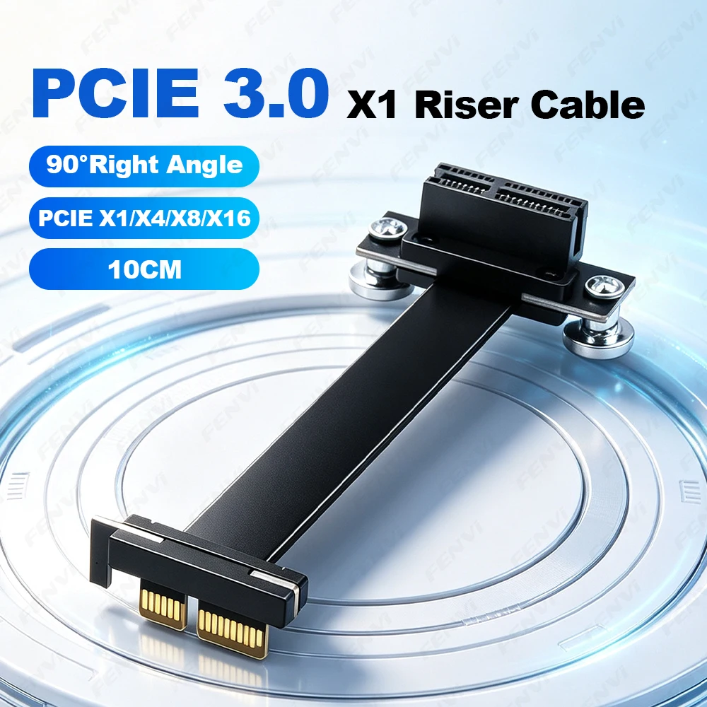 PCIe 3.0 x1 Riser Cable 90 Degree Right Angle PCI Express Extender 10cm for x1 x4 x8 x16 Slot Desktop PC GPU WiFi Card