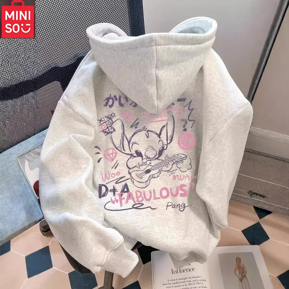 MINISO جديد حسن المظهر غرزة مقنعين سترة الصوف سميكة فضفاضة كسول الرياح الخريف والشتاء للجنسين