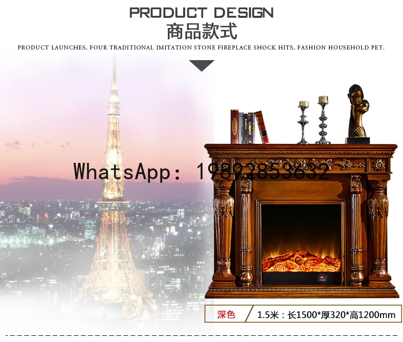 YFY Roman Column Fireplace European American Style Solid Wood Fireplace Frame Fireplace Flame Decoration Cabinet