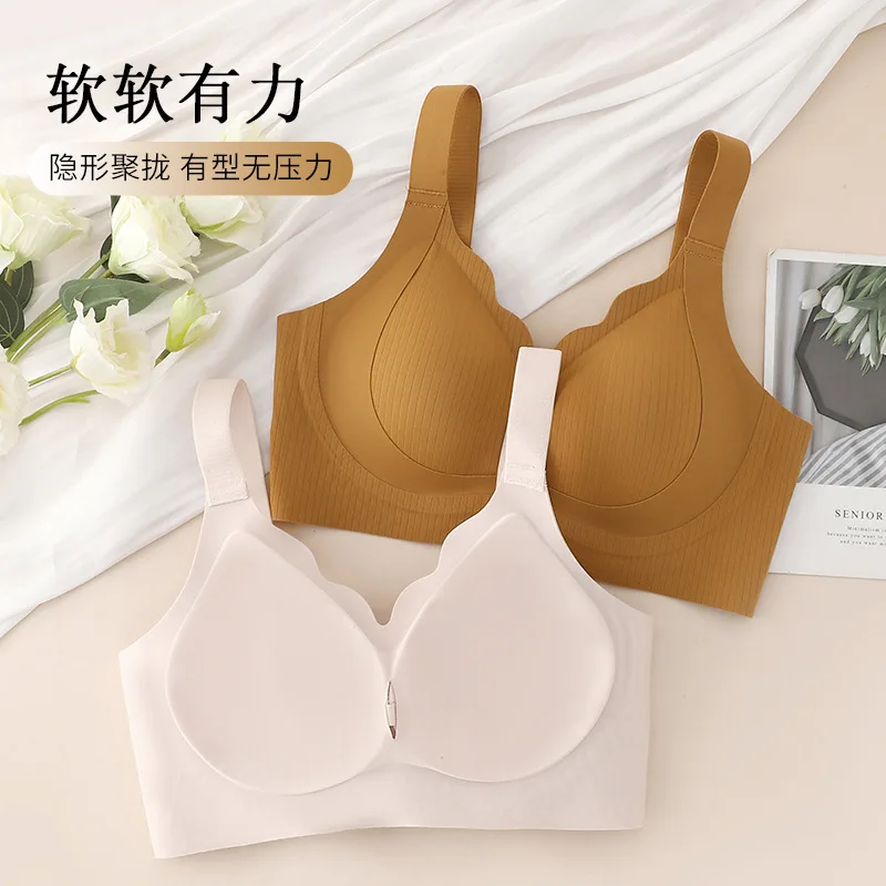 حمالة صدر ناعمة بدون خياطة للنساء، حمالة صدر رافعة، مضادة للترهل، لاسلكية، قابلة للتعديل، مجموعة، كوب كبير، تنحيف، جانبي