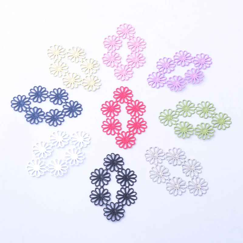 30pcs AB7754 35*22mm Colorful  Flowers Charms Connector  Hollowing  Pendant Diy Jelwery Making