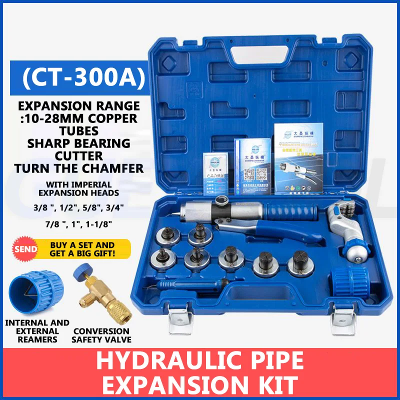 Kit di strumenti per l'espansore del tubo idraulico di funzionamento manuale,Lever Hydraulic Pipe Expander Pipe Fuel Line Flaring Tools,HVAC Tool, per l'installazione della condotta / manutenzione del sistema di raffre
