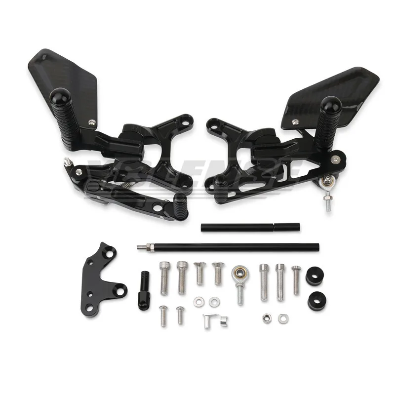 Motorcycle Carbon Fiber Adjustable Raise Move Back Footrests Rearset Rear Footpeg Foot Rests Fit For ZX6R ZX-6R 2019-2025