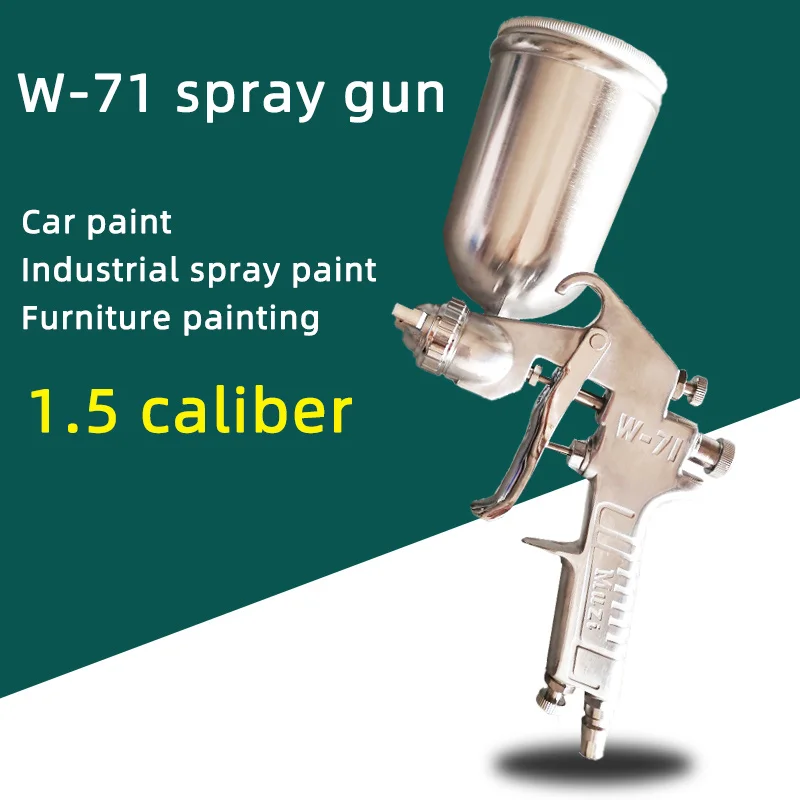 W-71 Pneumatic Paint Spray Gun, Car Topcoat Primer Coating, Furniture Paint Spraying 1.5 Caliber