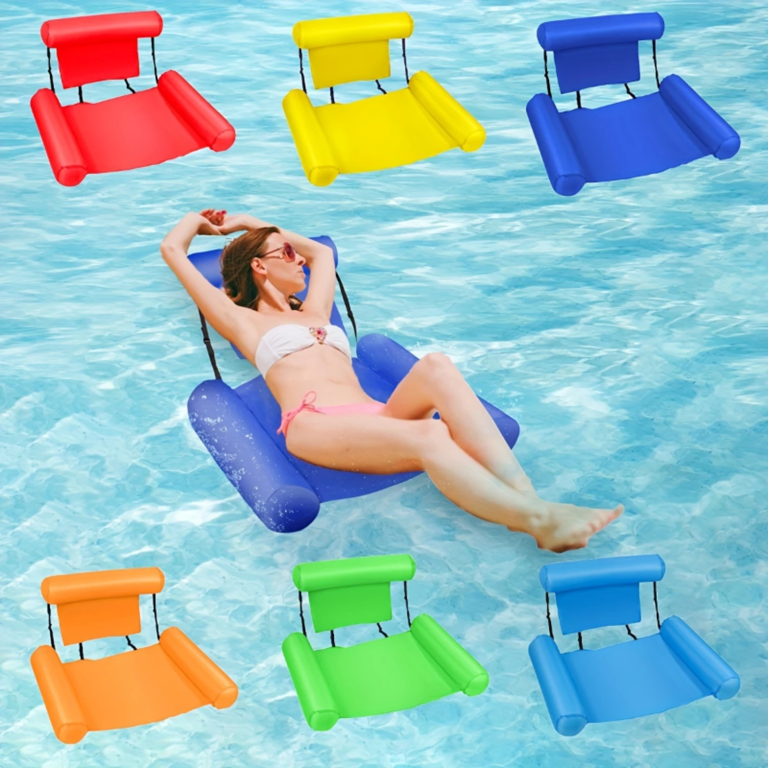 

Inflatable Pool Lounge Chair - Creative Floating Hammock Chair for Summer Pool Party Kawaii charms Horror Keychain Cat figure