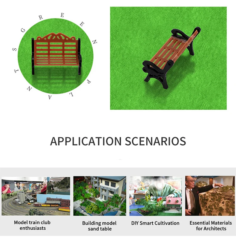 Banco da parco in miniatura in scala 5 pezzi 1:75 1:100 1:150 Sedie modello Giocattoli di plastica per modellismo fai da te/Layout da giardino sabbario/Diorama