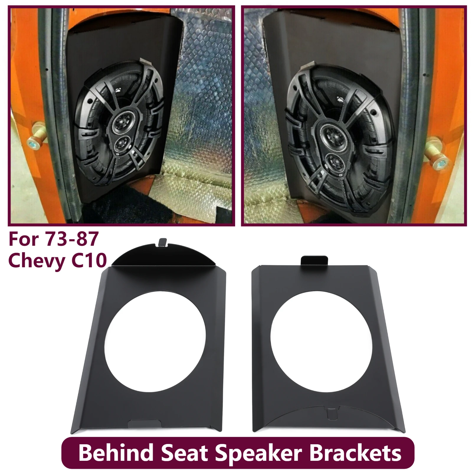 For 1973-1987 Chevy C10 Behind Seat Speaker Brackets Square body 6