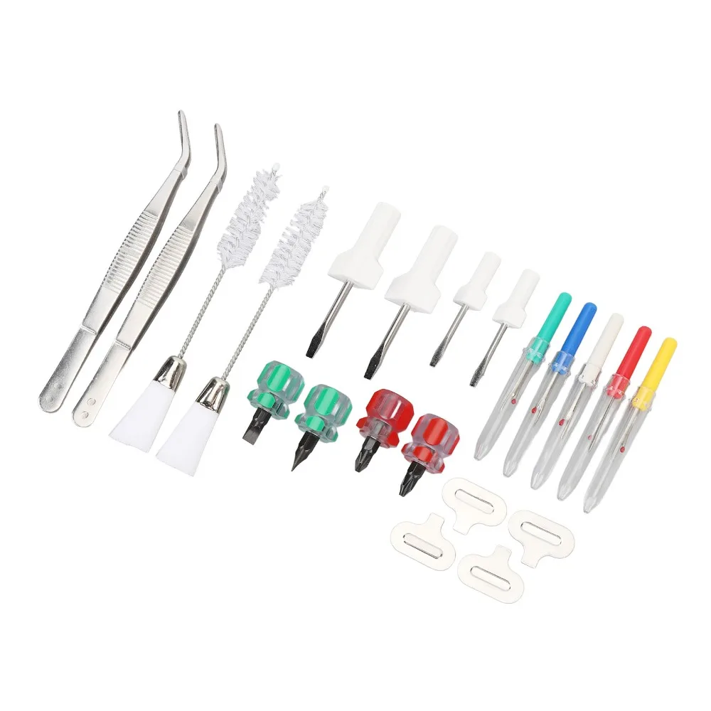 21Pcs Steel + Plastic Sewing Machine Cleaning Kit Multiple Colors Tweezers Length 15.5cm Sewing Machine Repair Tools
