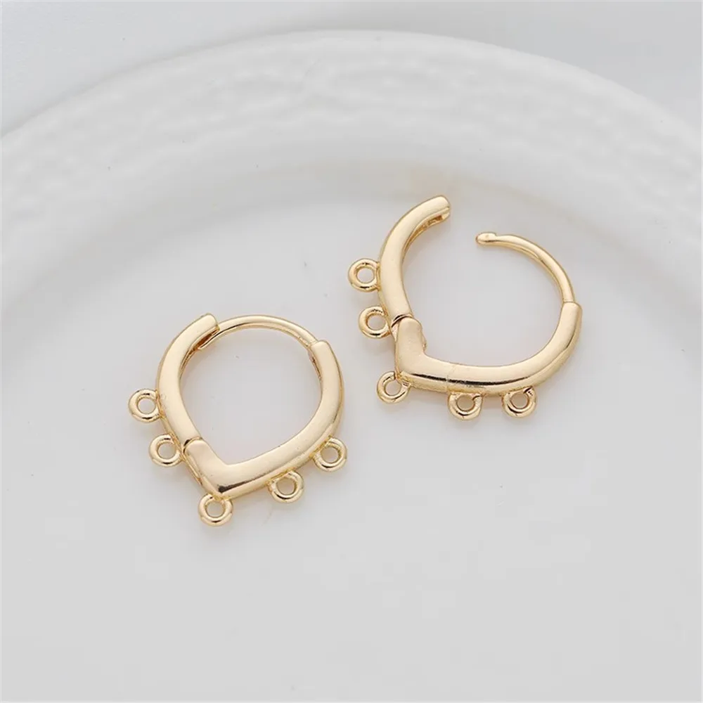 14K Bag Gold Ear Hook Earrings Accessories DIY Handmade Multi-circle Homemade Fringed Stud Earrings Hanging Ring Jewelry