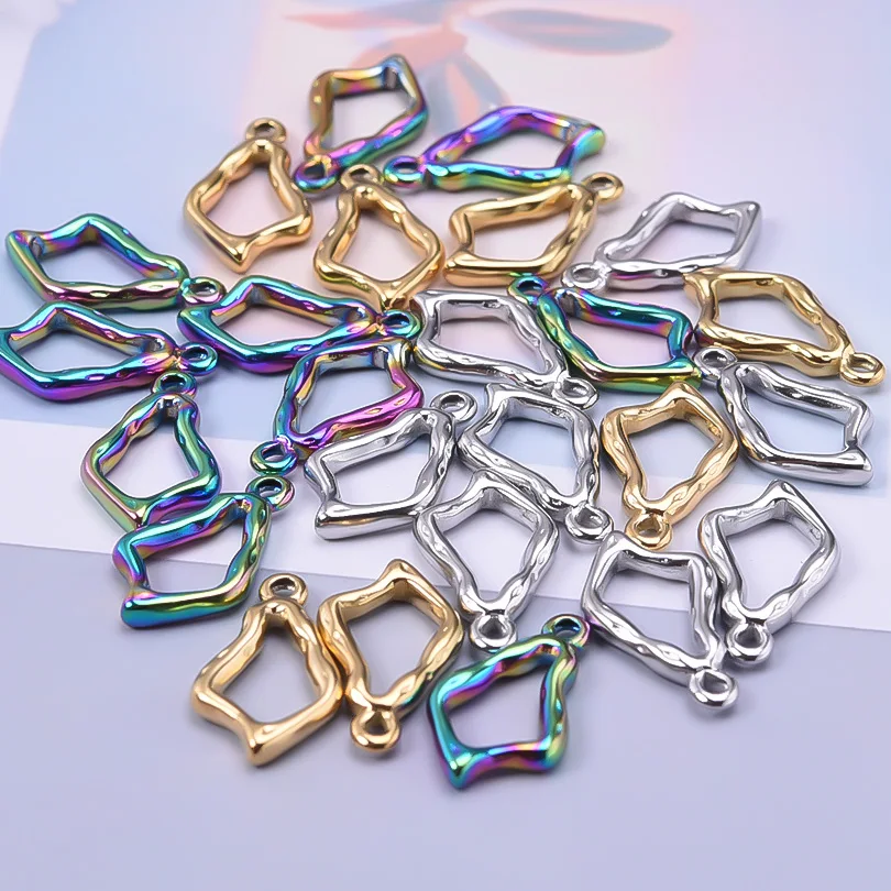 Luxury 10pcs 3D Irregular Graphic Pendant Charms Love Shaped Gold Color Rainbow DIY for Necklace Earring Findings Jewelry Making