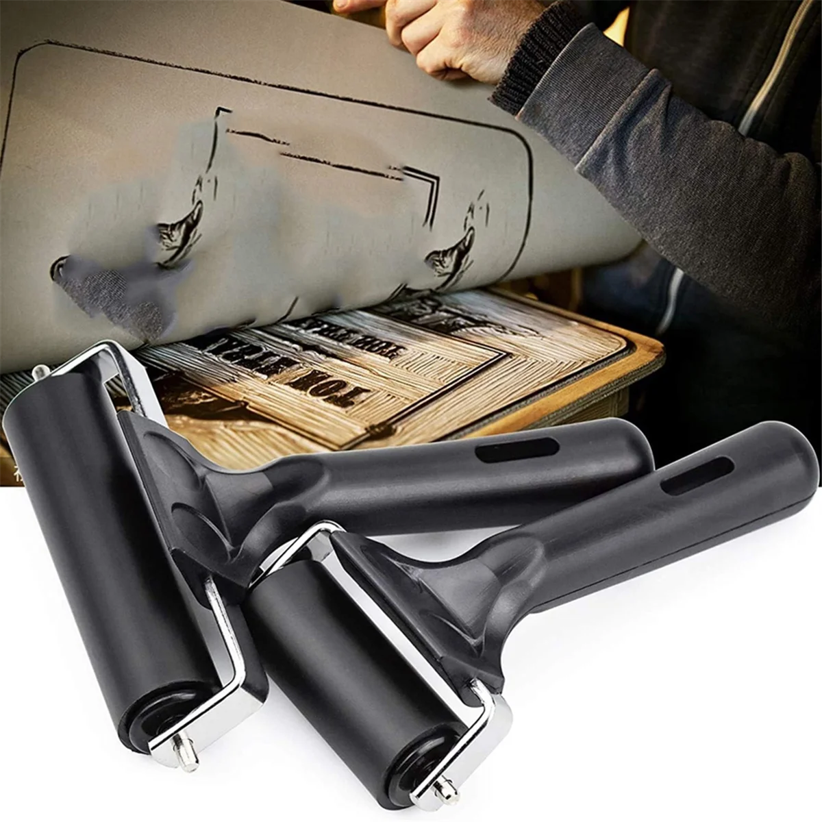 

AWEC Roller Brush Roller Printmaking Roller Tool Ink Dabbers Art Craft Oil Painting Tools