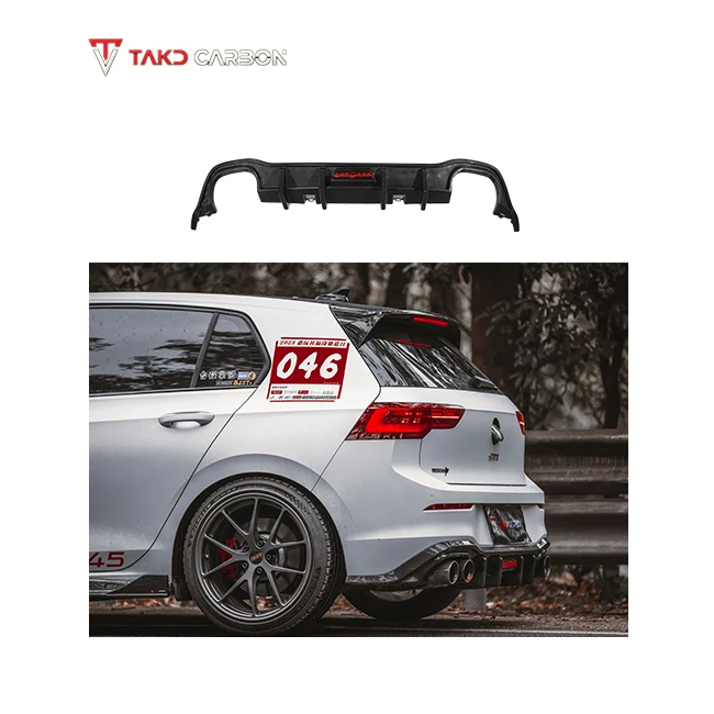 

TAKD CARBON Real Car Data Development Dry Carbon Fiber Rear Bumper Diffuser Lip for Volkswagens VW Golf 8 GTI 2021-UP