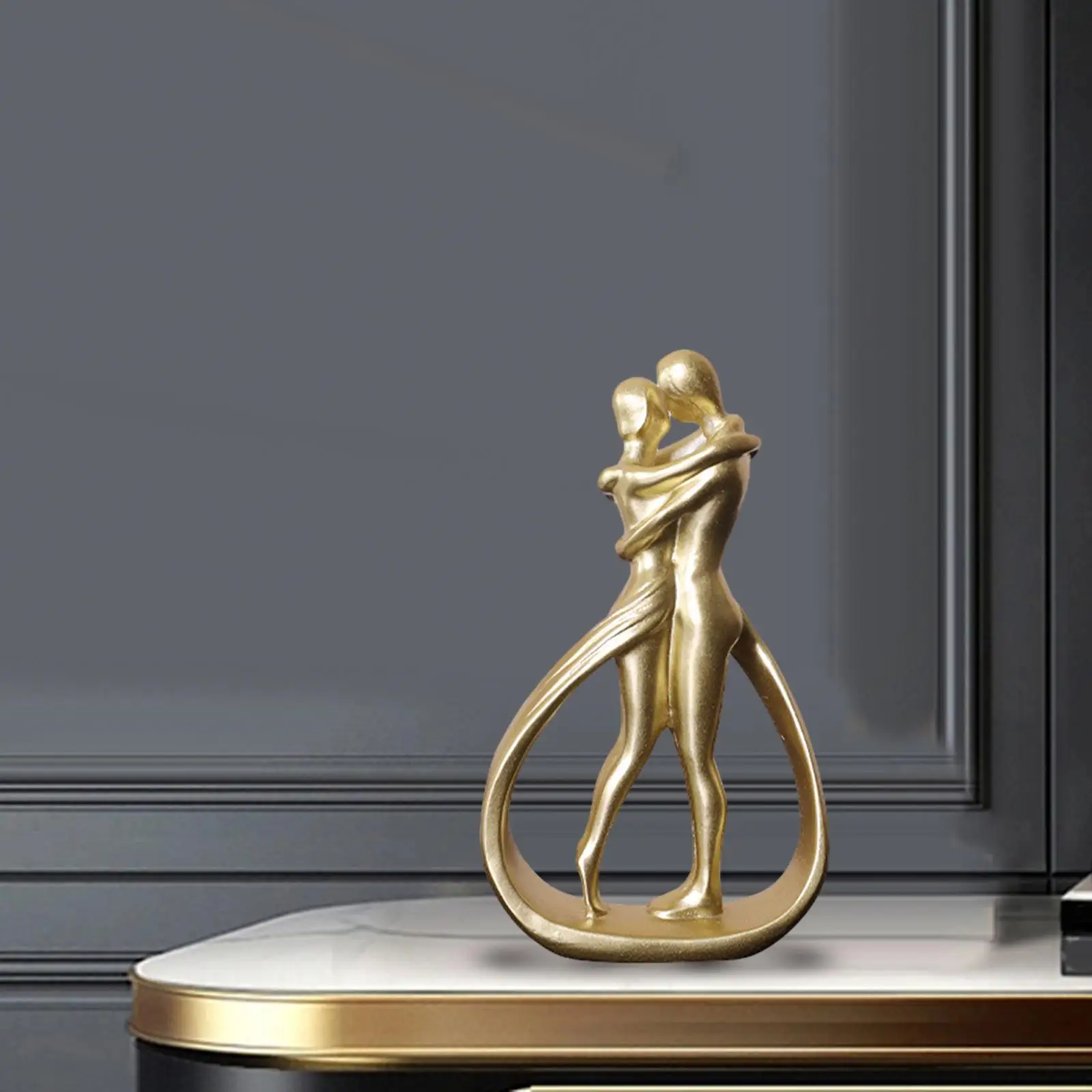Romantic Couple Statue Resin Sculpture Modern Art Figurine for Table Mantel Shelf Decorative Home Ornament Gift Idea