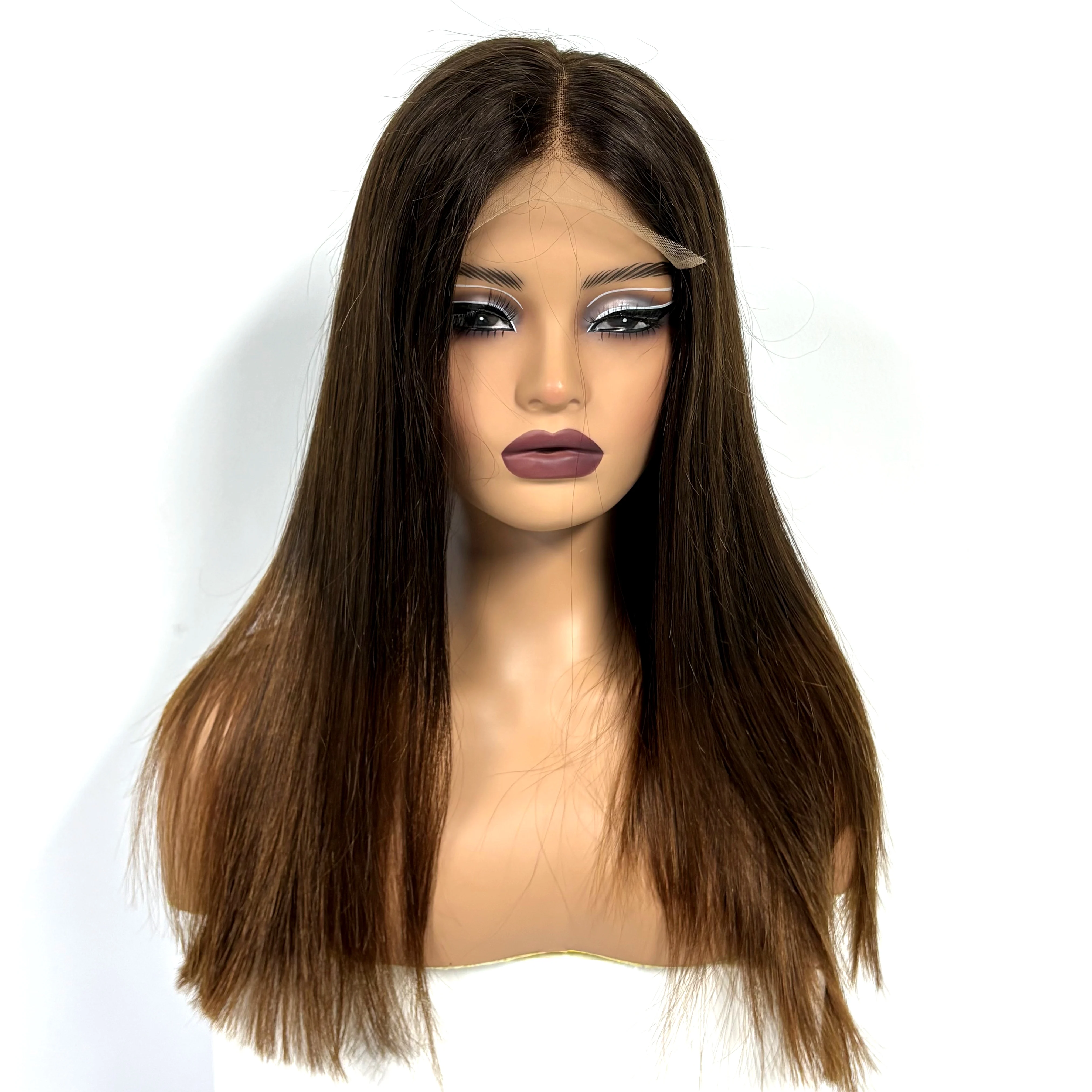 5x5 Glueless Lace Closure Straight Human Hair Wigs 300% Density Double Drawn Bone Straight Wig Ombre Hair Wig For Black Women5x5