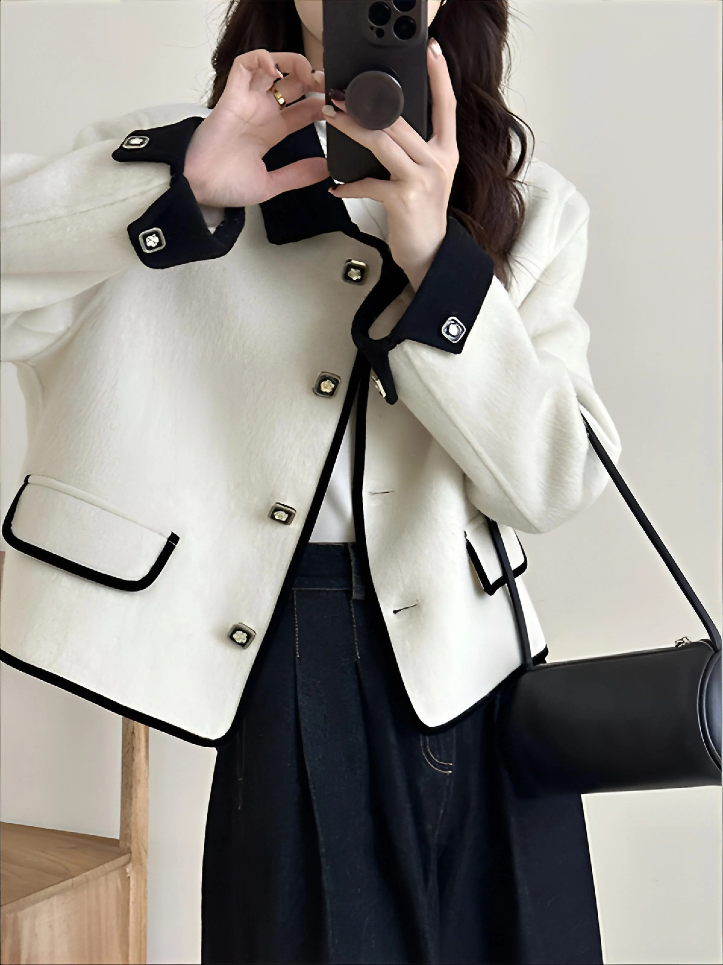 

Твидовый жакет с декоративными пуговицами для женщин, осенний, светоотражающий, стильный, премиум-класса, пэчворк, для танцев, женственный, в стиле хиппи, французский шик