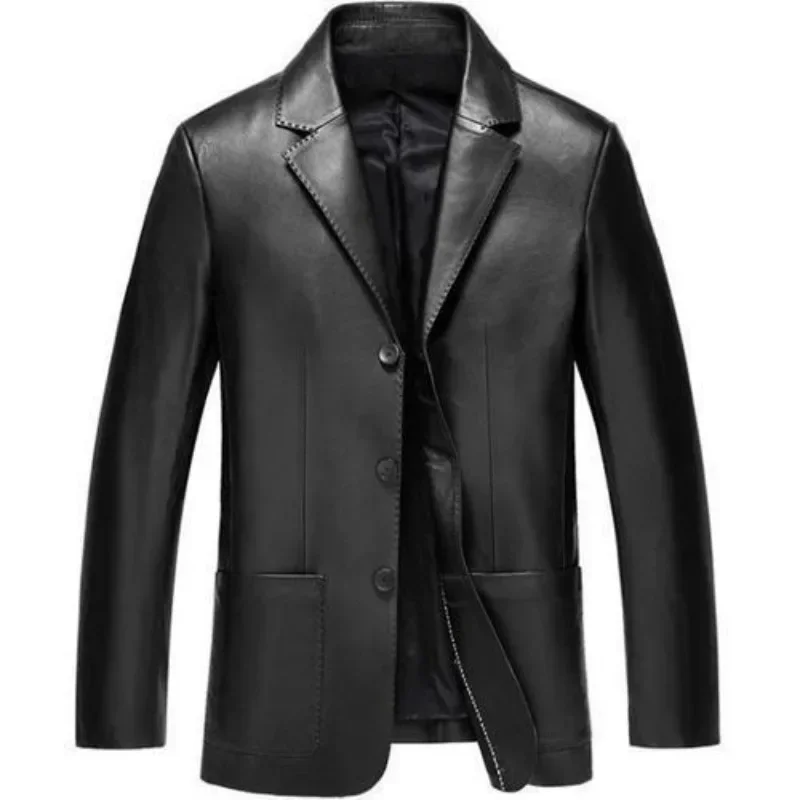 

2026 Thin Men's Suit Jackets Coat Short Cropped Male Blazer Leather Slim Fit Premium Simple Breasted New in Fashionable Elegant