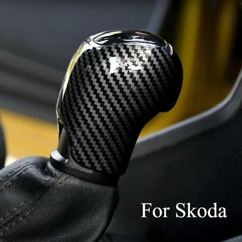 For Premium Skoda Accessory – Carbon Fiber Gear Shift Handball Sticker for Octavia/Superb/Kamiq/Rapid