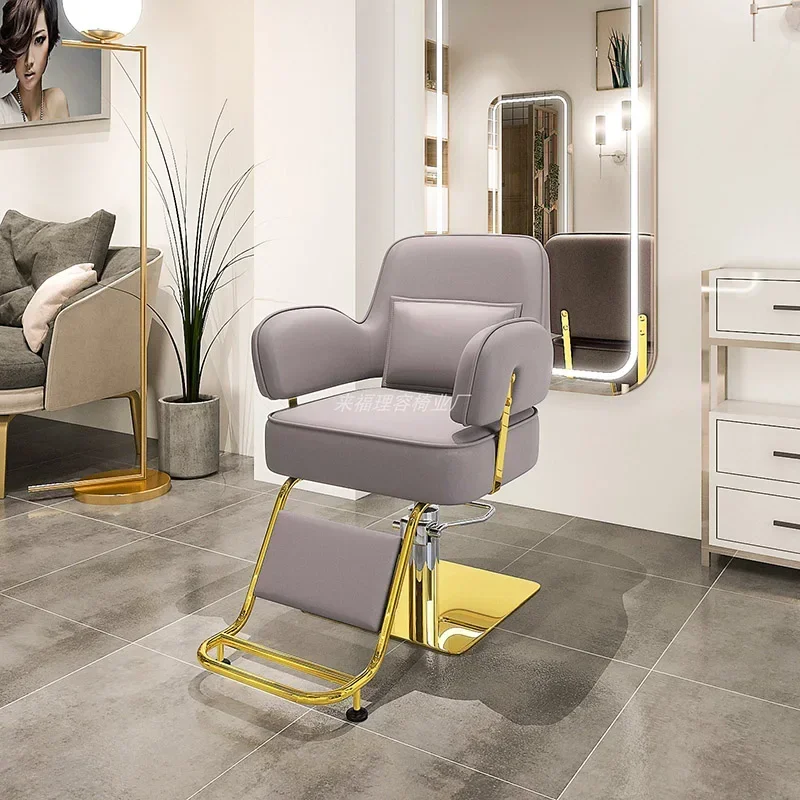 

Fashionable Grey Barber Chair Glamour Elegant Professional Comfy Hairdressing Chair Chairs Beauty Silla De Barbería Furniture