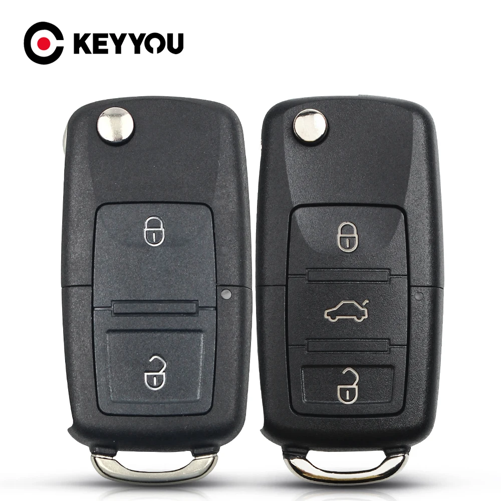 

KEYYOU For Volkswagen Vw Jetta Golf Passat Beetle Skoda Seat Polo B5 2 button Folding Car Remote Key Flip Folding Key Shell Case